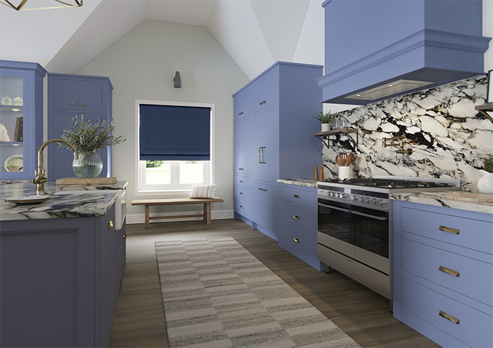 Shima Faux Silk, Indigo - Roman Blind - Image 6